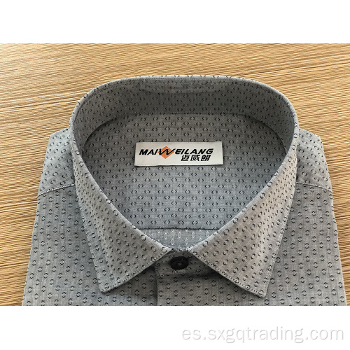 Camisa jacquard de manga larga con cuello alto formal masculino